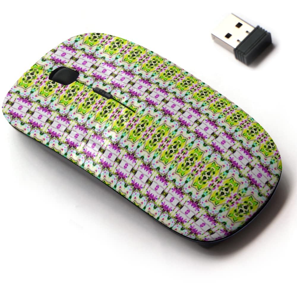 2.4G Wireless Mouse with Cute Pattern Design for All Laptops and Desktops with Nano Receiver - Colorful Textile Design