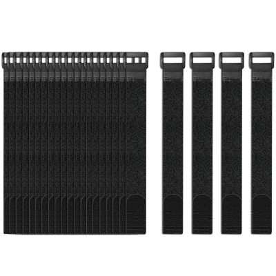 24 Pack Cable Straps Reusable Fastening Cinch Straps Wire Loop Ties(1" x 12"), Adjustable Hook And Loop Straps with Buckle Nylon Extend Securing Strap for Extension Cord Wrap, Cable, Hose Organization