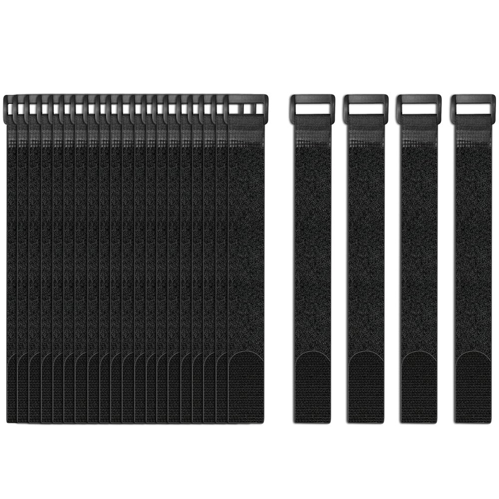 24 Pack Cable Straps Reusable Fastening Cinch Straps Wire Loop Ties(1" x 12"), Adjustable Hook And Loop Straps with Buckle Nylon Extend Securing Strap for Extension Cord Wrap, Cable, Hose Organization