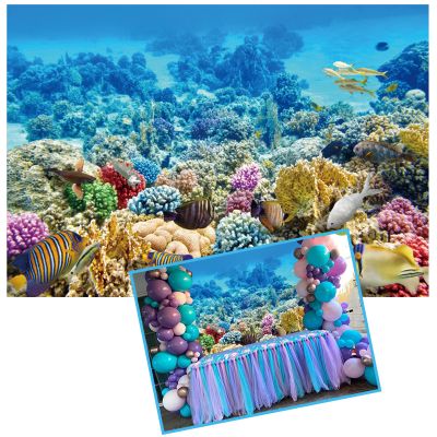 10x6.5FT Under Sea Seabed World Backdrop Colorful Marine Coral Fishes Aquarium Photography Background for Wall Decors Kids Adults Birthday Party Banner Studio Props Wallpaper