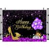 10x8FT Glitter Purple Woman's Birthday Backdrop Golden High Heels Champagne Crown Balloon Photography Background for Adult Woman Girls Happy Birthday Banner Photo Studio Prop view 3
