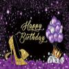 10x8FT Glitter Purple Woman's Birthday Backdrop Golden High Heels Champagne Crown Balloon Photography Background for Adult Woman Girls Happy Birthday Banner Photo Studio Prop view 4