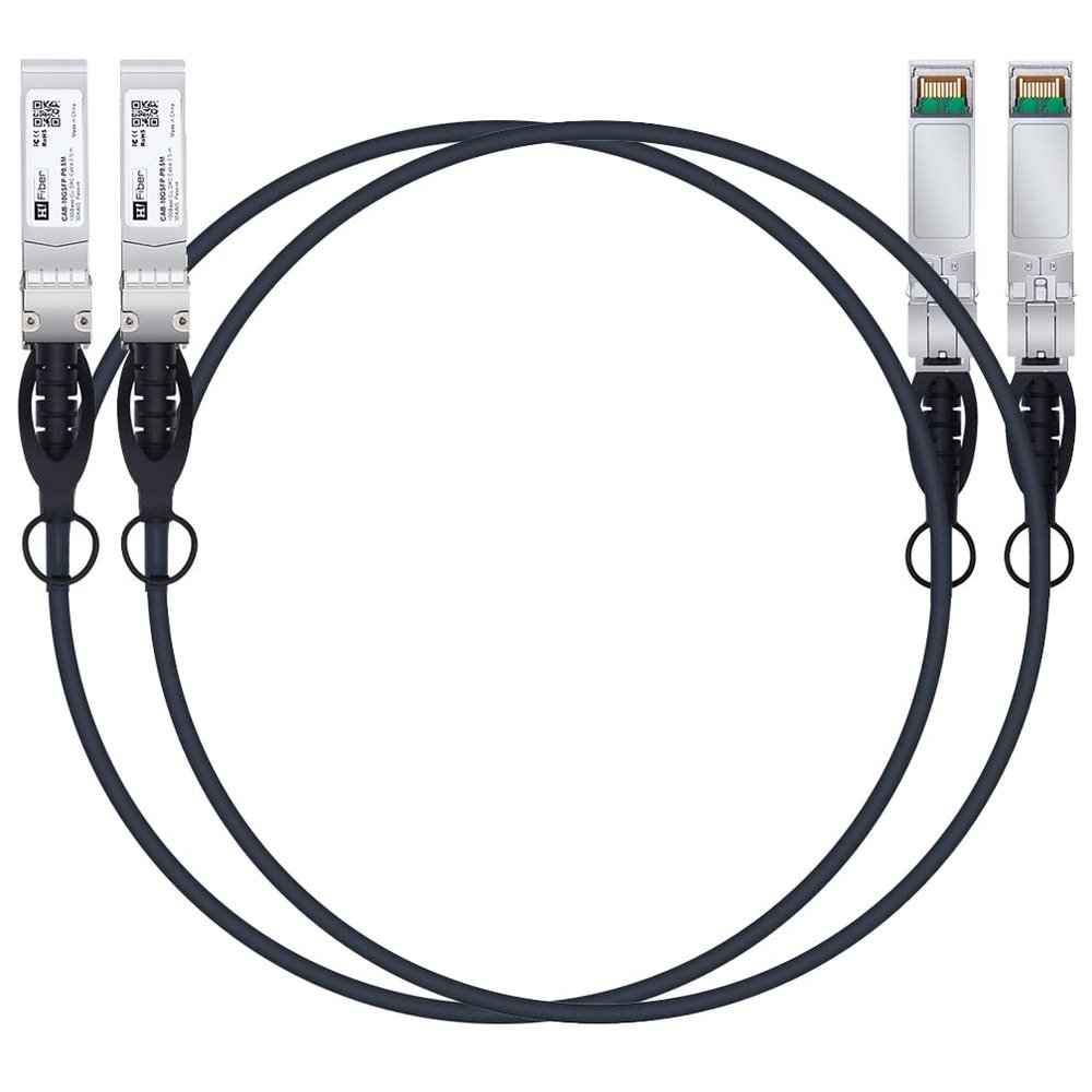 H!Fiber 2 Pack SFP+ Cable, 10G SFP+ DAC, 1M(3.3ft), Passive Direct Attach Copper Twinax Cable for Cisco SFP-H10GB-CU1M, Ubiquiti UniFi UC-DAC-SFP+, Meraki, Mikrotik, Intel, Fortinet, Netgear