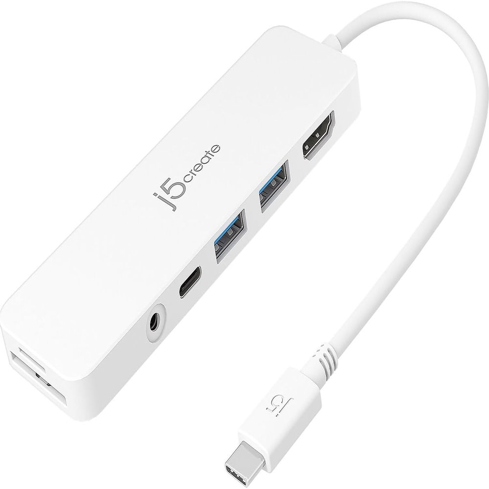 j5create USB-C Mini Hub - 4K HDMI, 2 x USB 3.1 5Gbps, microSD & SD Card Reader, 3.5mm Audio Jack, 60W PD Pass-Through Charging (JCD373)