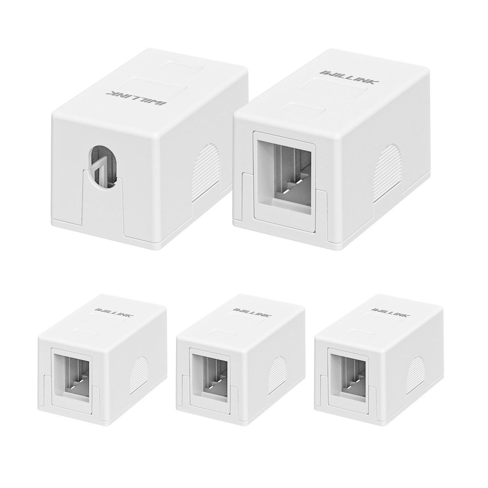 iwillink RJ45 Keystone Jack Surface Mount Outlet Box 1 Port, Blank Surface Mount Box for Cat6/Cat5e/Cat5 Ethernet Jack, 5-Pack, White