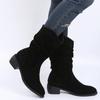 ZBYY Women's Mid Calf Winter Boots Fashion Low Heel Calf Boots Slouch Weather Boots Classic Round Toe Ankle Booties view 2