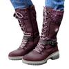 ZBYY Women's Riding Combat Boots,Lace up Mid Calf Military Knee High Booties Wide Calf Motorcycle Riding Winter Boots view 1