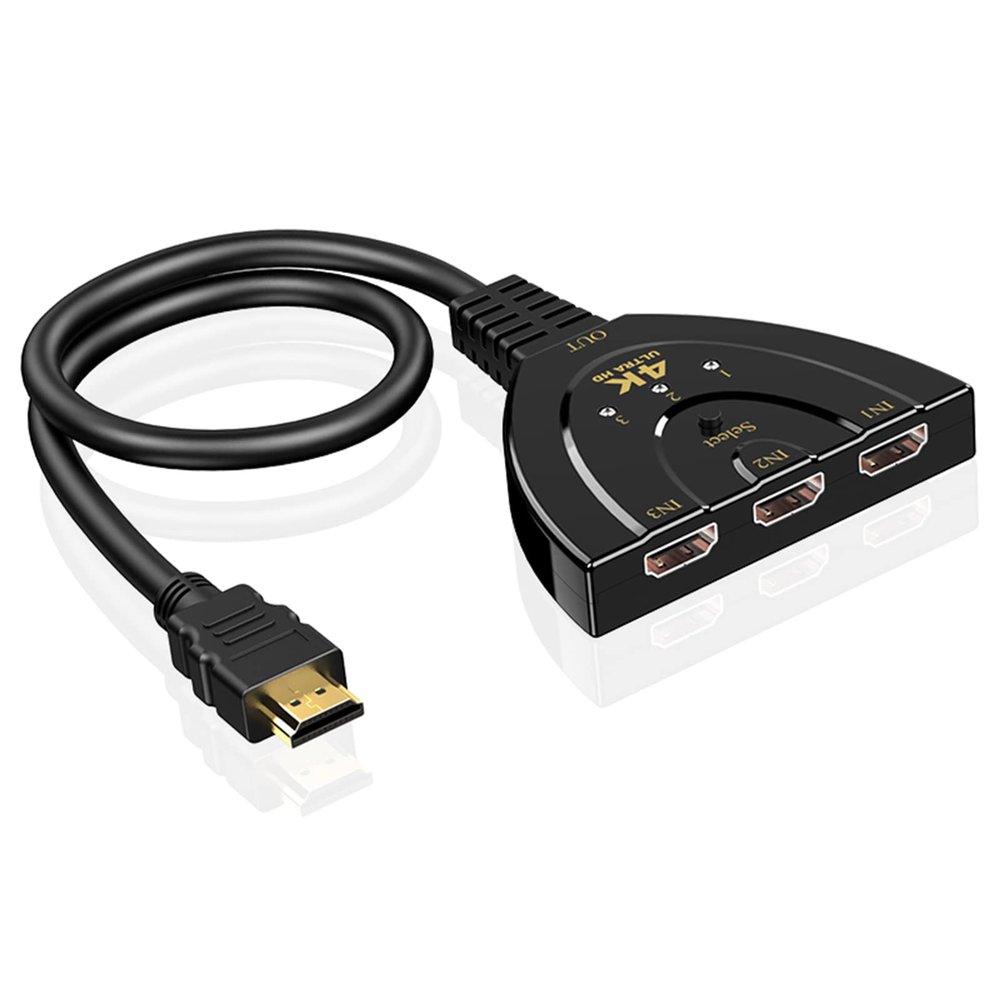 4K HDMI 1.4 Switch, 3 Port Selector Box, HDMI Switcher 3 in 1 Out, Supports 4K 3D 1080P for PS4/PS3, Xbox, HDTV, Roku etc, HD-Ready, Monitors