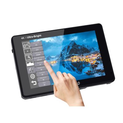 FEELWORLD LUT7 PRO 7 Inch 2200nit Touch Screen 3D LUT DSLR Camera Field Monitor with F970 External Power and Install Kit Waveform Vectorscope 4K HDMI Input Output 1920X1200 IPS Panel