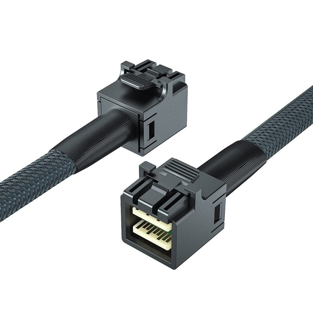 10Gtek SFF-8643 to SFF-8643 12G Internal Mini SAS HD Cable, with Sideband, for NVMe Backplane/RAID Controller, 100-Ohm, Straight to Straight, 0.3-m(0.9ft)