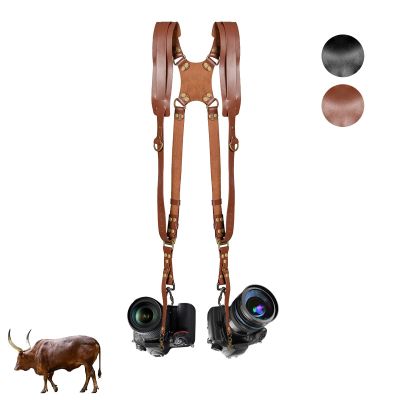 Kasla Camera Strap, Camera Straps for Photographers, Leather Dual Camera Strap for Two DSLR/SLR Cameras (Tan)