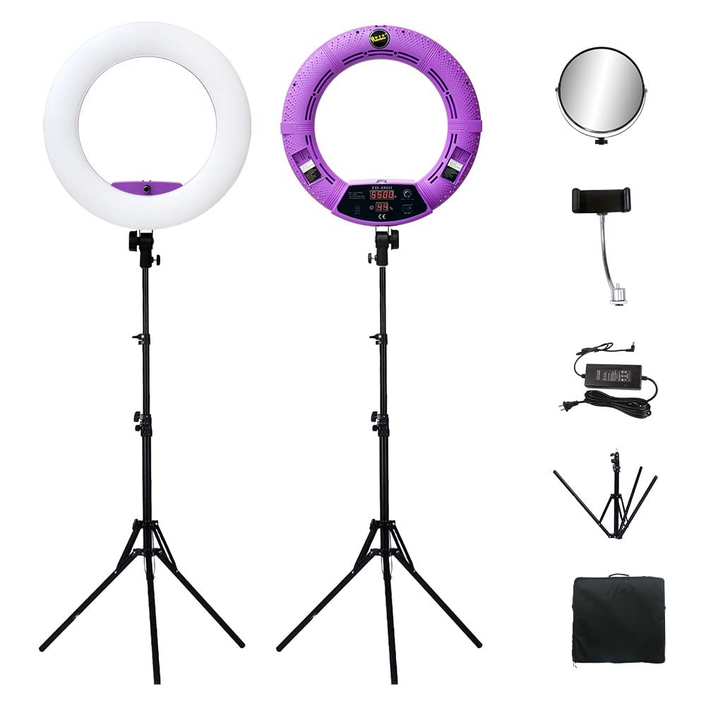 Ring Light - 18 inch 3000K-5500K Dimmable Bi-Color Light Ring, 96W LED Ring Light with Stand, Lighting Kit for Vlog, TikTok,Selfie, Makeup, YouTube, Camera, Phone - LCD Screen & Remote Control