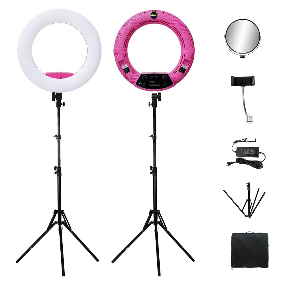 Ring Light - 18 inch 3000K-5500K Dimmable Bi-Color Light Ring, 96W LED Ring Light with Stand, Lighting Kit for Vlog, TikTok,Selfie, Makeup, YouTube, Camera, Phone - LCD Screen & Remote Control