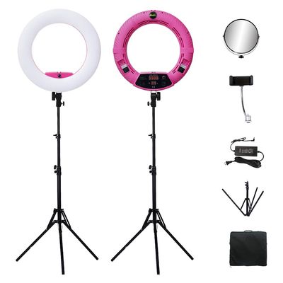 Ring Light - 18 inch 3000K-5500K Dimmable Bi-Color Light Ring, 96W LED Ring Light with Stand, Lighting Kit for Vlog, TikTok,Selfie, Makeup, YouTube, Camera, Phone - LCD Screen & Remote Control