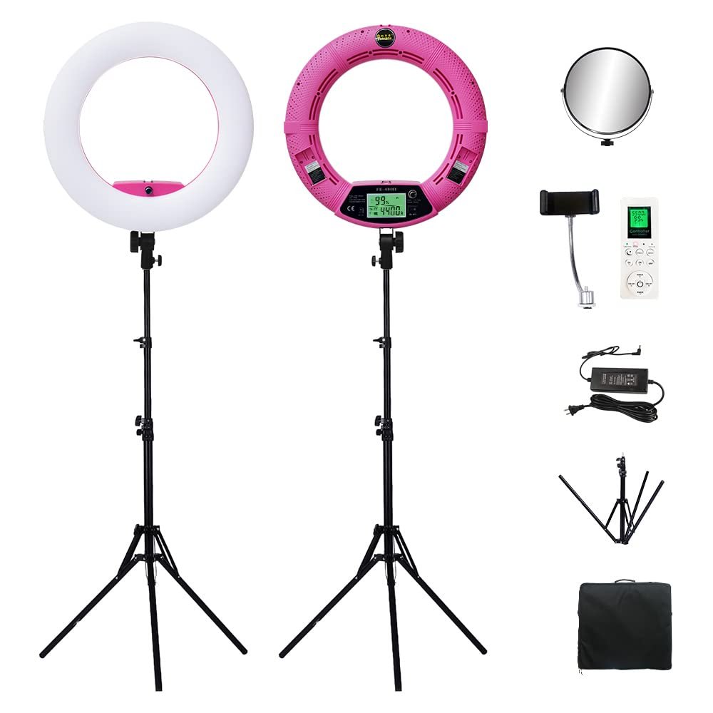 Ring Light - 18 inch 3000K-5500K Dimmable Bi-Color Light Ring, 96W LED Ring Light with Stand, Lighting Kit for Vlog, TikTok,Selfie, Makeup, YouTube, Camera, Phone - LCD Screen & Remote Control