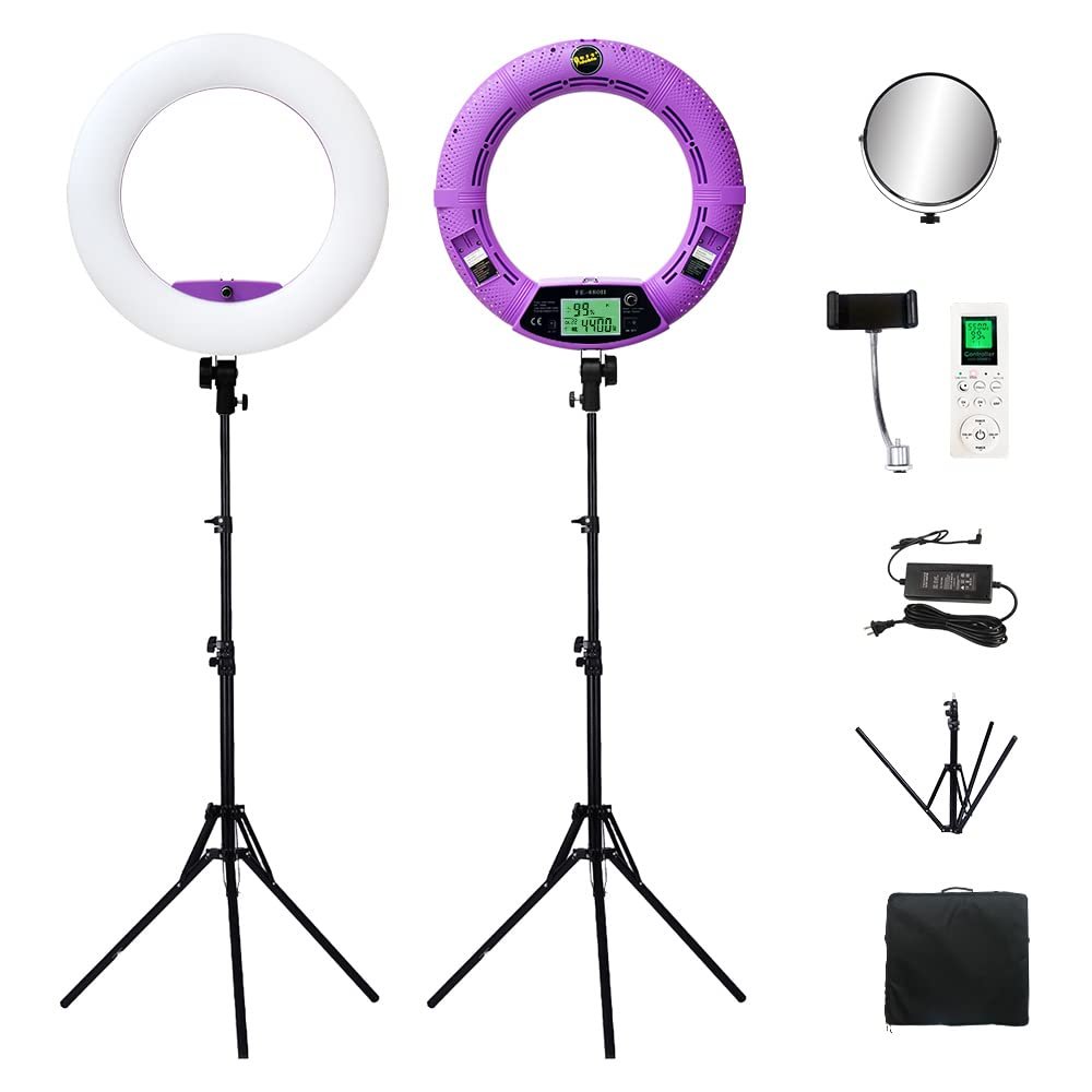 Ring Light - 18 inch 3000K-5500K Dimmable Bi-Color Light Ring, 96W LED Ring Light with Stand, Lighting Kit for Vlog, TikTok,Selfie, Makeup, YouTube, Camera, Phone - LCD Screen & Remote Control