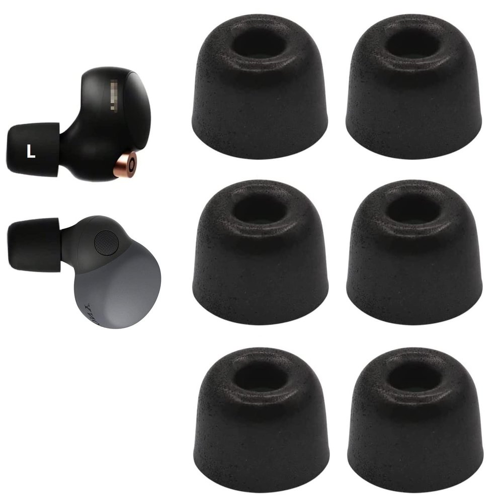 JNSA Replacement for Sony WF-1000XM4 1000XM5 C700n Linkbuds S Memory Foam Ear Tips Noise Canceling Foam Eartips Ear Plug Ear Tip L Size 3 Pairs, [Fit in Case], Black,Large Size (Foam4XM4B3PL)