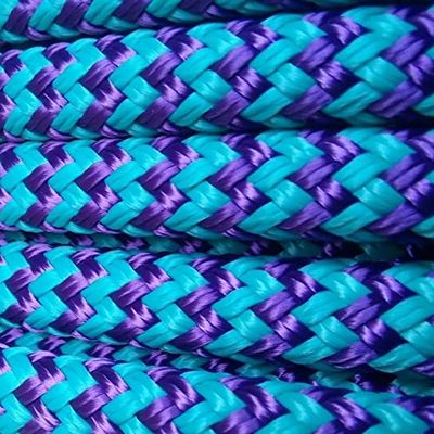 7/16 x 100 ft. Double Braid- Yacht Braid Polyester Rope Hank. Herringbone Purple/Turquoise