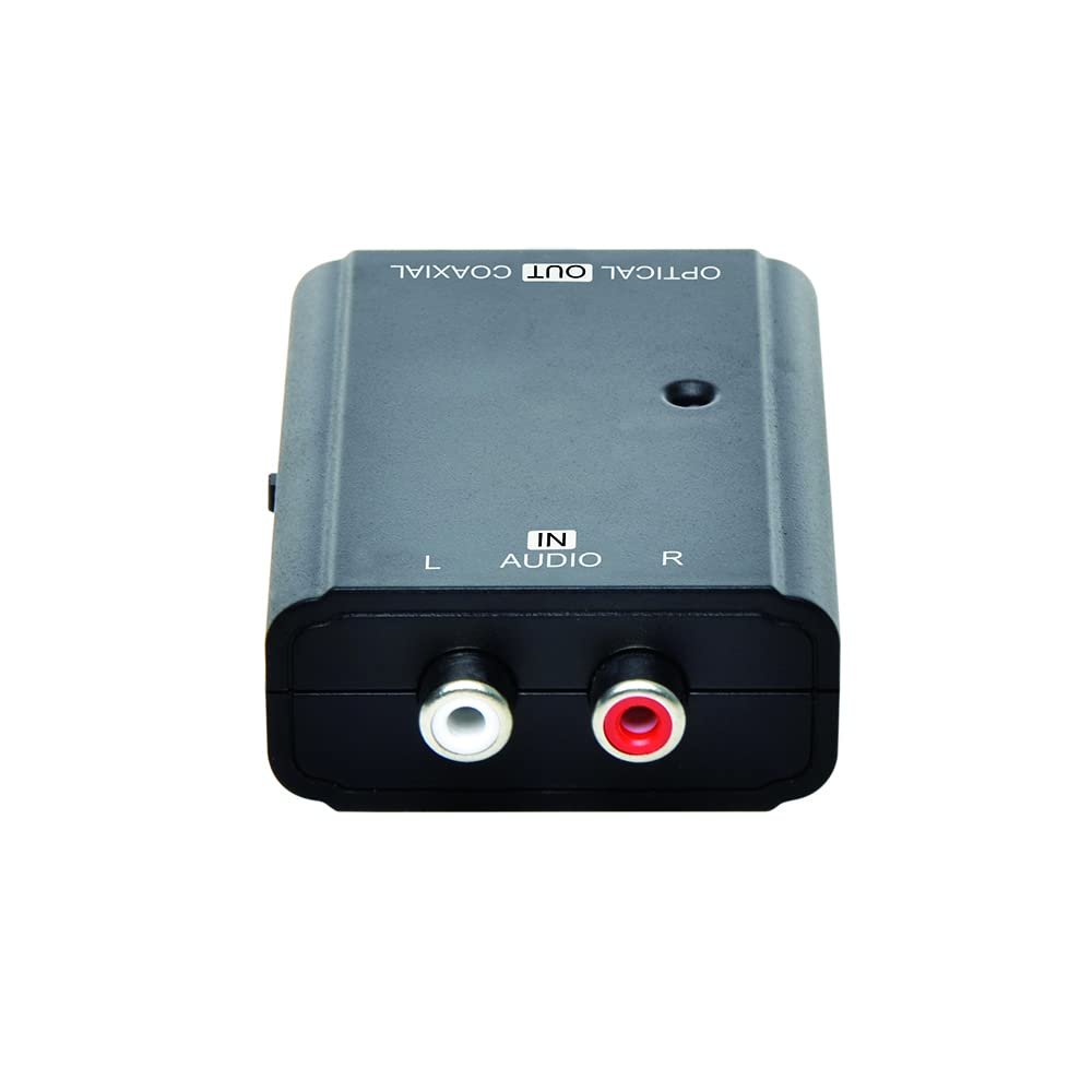 Toslink or Coaxial (in) to Analog RAC L/R (Out) Audio Converter, Input Selection Switch, Supports LPCM, AC3, DTS Audio, Sample Rate up to 192KHz and 24-bit Audio Depth (GEN-325)