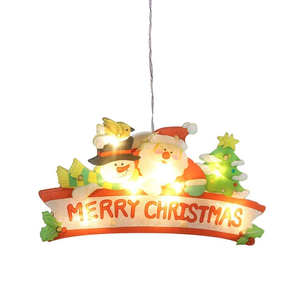 Christmas String Light Window Decoration Hanging Lights Santa Claus Christmas Tree Snowman Reindeer Christams Home Party Ornament Christmas Gift Xmas One Set 8 Pieces