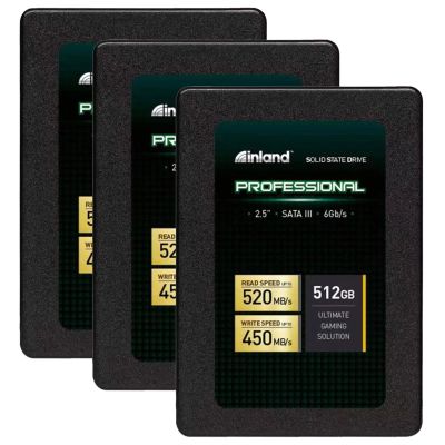 Inland Professional 3 Pack 512GB SSD SATA III 6Gb/s 2.5" 7mm TLC 3D NAND Internal Solid State Drive (3x512GB)