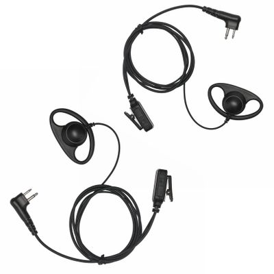 Yolipar CLS1410 CLS1110 Earpiece Compatible with Motorola Radio CP200 GP300 GP2000 Walkie Talkie with PTT Mic 2 Pin Headset Single-Wire Surveillance Kit (D-Shaped, 2 PCS)