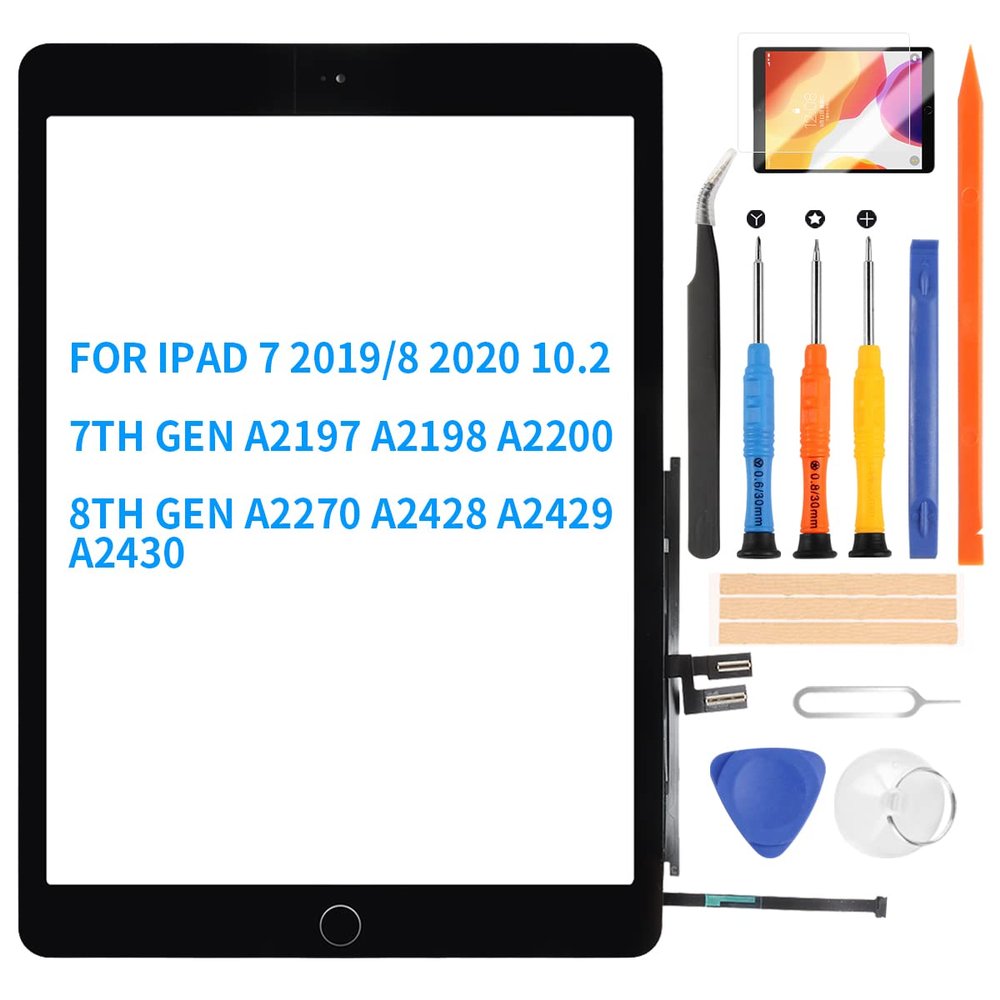 for iPad 7 7th/8 8th Generation Screen Replacement A2197 Digitizer A2270 Touch Kit for iPAD 10.2 2019/2020 Screen Replacement A2198 A2200 A2428 A2429 A2430 Glass Repair Parts +Home Button
