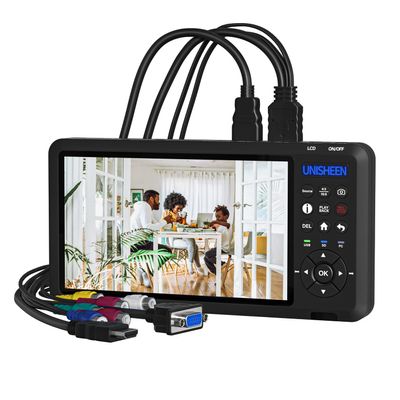 UNISHEEN Video Recorder 1080P 60FPS USB2.0 with 7" Screen, DVI/HDMI/CVBS/VGA/YPBPR Capture from VCR, DVD, VHS Tapes, Camcorders, Hi8 - No Computer Required