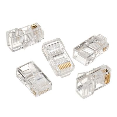 100Pcs RJ45 Modular Plug Network Connectors, 8 Pins Pass Through Connectors for Cat5e and Cat 6