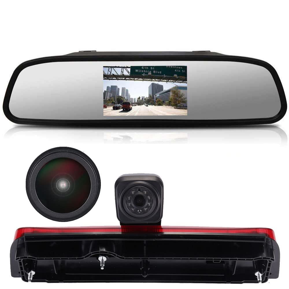 1280x720 Pixels 1000 TV Line 3rd Brake Light Reversing Camera Brake lamp Parking Camera Replacement for Ford Transit Connect 2014-2017 Transporter Business MPV SUV Bus +4.3" Reverse LCD Monitor
