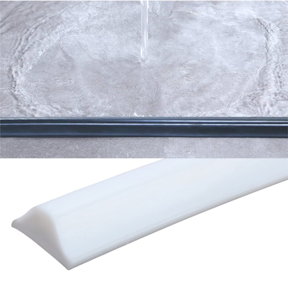 PPGE Shower Threshold Water Guard, Collapsible Bathroom Water Stopper Flood Barrier Rubber Water Dam, Self Adhesive Silicone Stopper Seal Strip Dry and Wet Separation, (Size:400cm,Color:White)