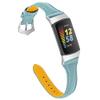 Gimuk Leather Strap Compatible with Fitbit Charge 5 Strap, Women Men Genuine Leather Sport Band Replacement Watch Strap Wristband Bracelet for Charge 5 Fitness Tracker (Blue) view 1