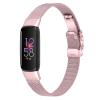 TryBest Metal Wristband Compatible with Fitbit Luxe,Women Men Metal Stainless Steel Replacement Band Accessories Adjustable 5.5-8.1 inch - Pink view 1