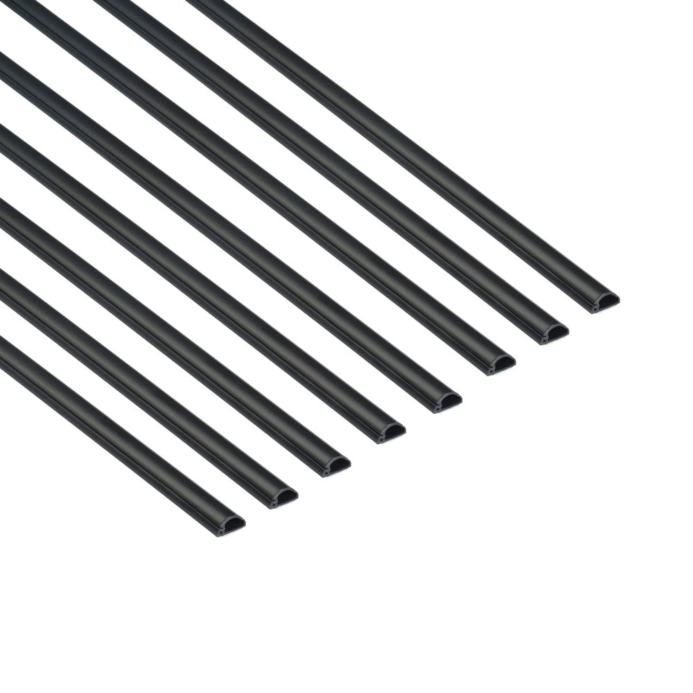 D-Line Cable Trunking Black, 8-Meter Pack, One-Piece Half Round Wire Cover, Paintable Self-Adhesive Cable Hider, Cable Management - 8X 20mm (W) x 10mm (H) x 1-Meter Lengths (8-Meter), 1D2010B/8