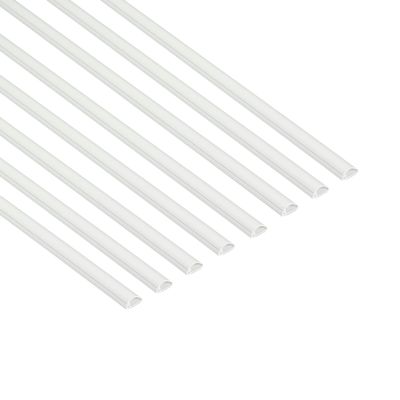 D-Line White Half Round Cable Cover, 8x 1m Lengths (8m), Paintable, Self-Adhesive, Up to 8mm Outer Diameter, 20mm W x 10mm H
