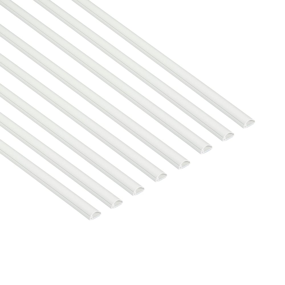 D-Line White Half Round Cable Cover, 8x 1m Lengths (8m), Paintable, Self-Adhesive, Up to 8mm Outer Diameter, 20mm W x 10mm H