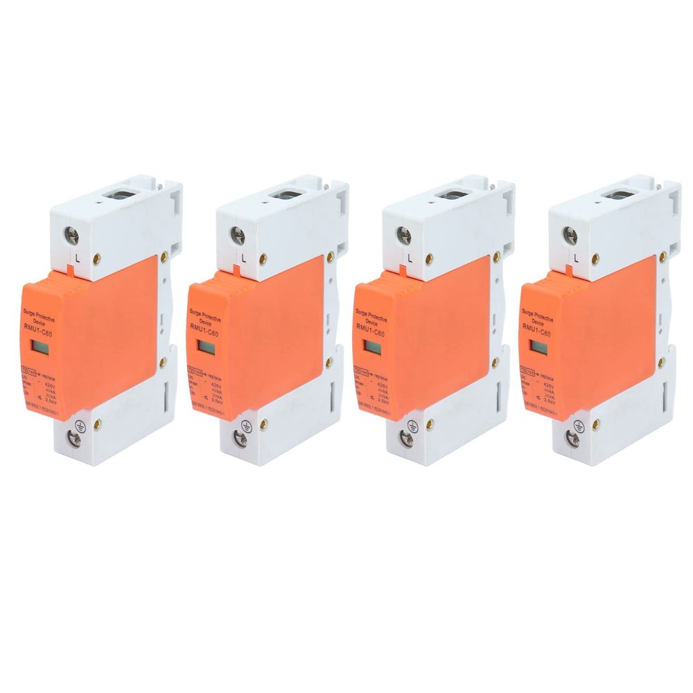4Pcs SPD Protector Device 420V 1P DIN Rail Mount for House Lighting and Photovoltaic DC System for Electrical Panel Circuit Breaker
