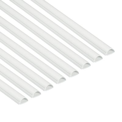 D-Line Cable Trunking White, 8-Meter Pack, One-Piece Half Round Wire Covers, Paintable Self-Adhesive Cable Hider, TV Wire Hider, Cable Management - 8X 30mm (W) x 15mm (H) x 1-Meter Length (8-Meter)
