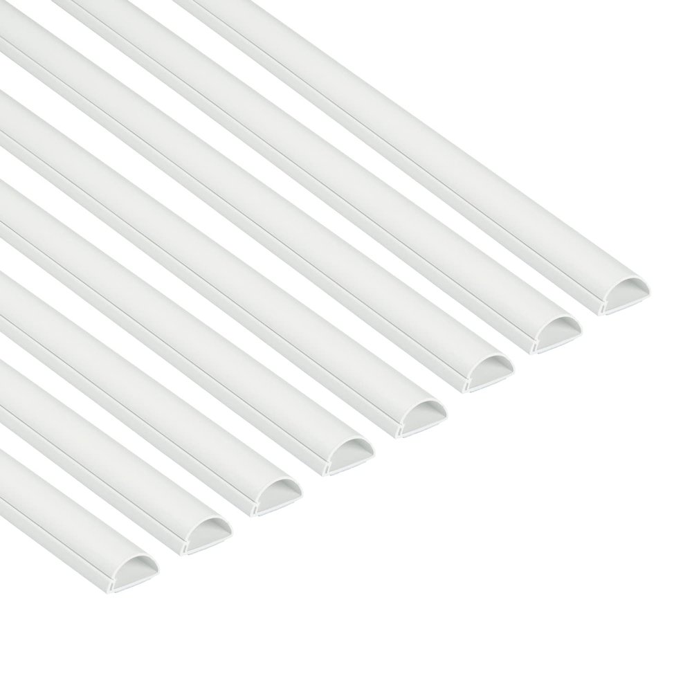 D-Line Cable Trunking White, 8-Meter Pack, One-Piece Half Round Wire Covers, Paintable Self-Adhesive Cable Hider, TV Wire Hider, Cable Management - 8X 30mm (W) x 15mm (H) x 1-Meter Length (8-Meter)