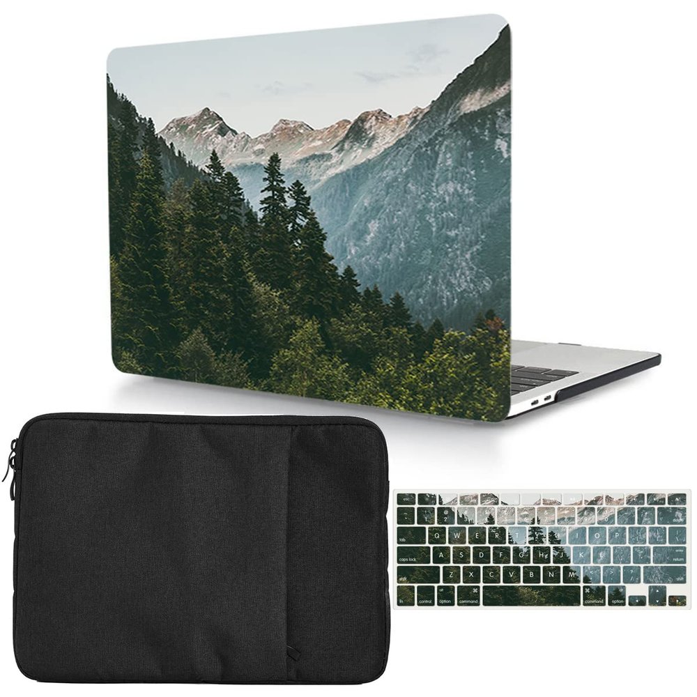 MacBook Air 13 Inch Case (2010-2017) Model A1369/A1466 - Plastic Hard Shell Protective Cover + Laptop Sleeve Bag + Keyboard Cover - Forest
