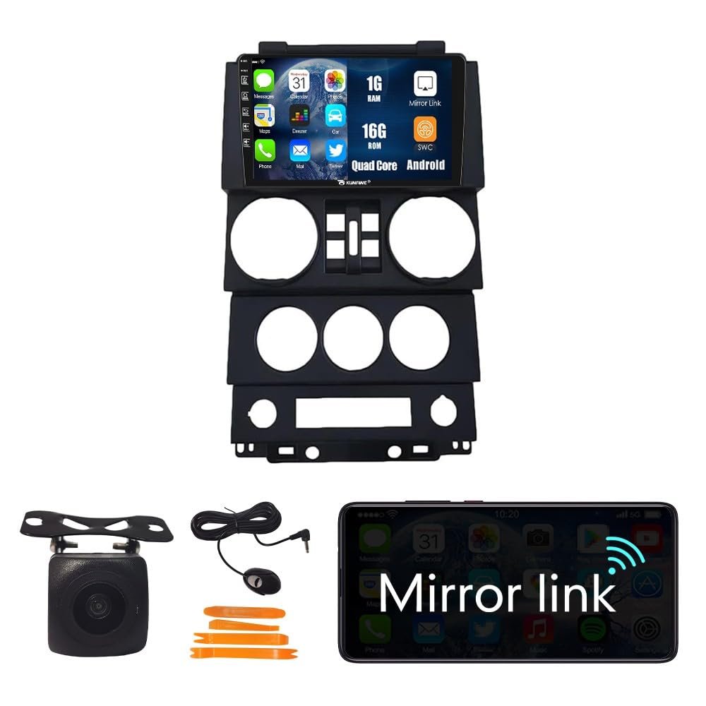 Android 10 Autoradio Car Navigation Stereo Multimedia Player GPS Radio 2.5D Touch Screen forJeep Wrangler 2008-2010 4 Door