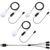 Tuanse 3pcs USB LED Light Bulbs Portable Camping Lights 5w with USB Splitter Cable 1 to 3, 8.2ft Extra Length Cord Tent Latern Outdoor Emergency Bulb for Garage Warehouse Truck Fishing Warm White view 1