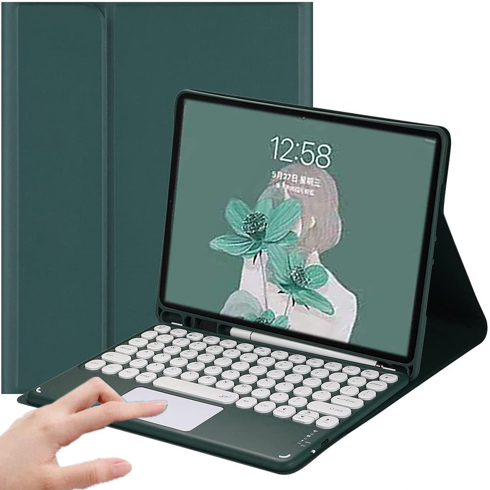 AnMengXinLing Keyboard Case for iPad Air 11 inch M4 2026/M3 2025/M2 2024, Air 5th/4th GenDetachable Magnetic Round Key Keyboard with Multi-Touch Trackpad & Pencil Holder, Slim Folio CoverTeal