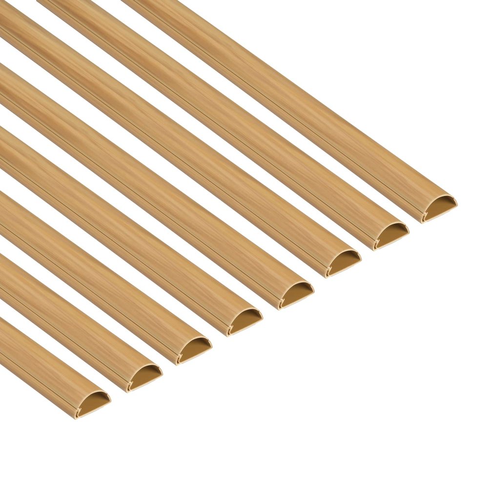 D-Line Cable Trunking Oak-Effect, 8-Meter Pack, One-Piece Half Round Wire Covers, Self-Adhesive Cable Hider, TV Wire Hider, Cable Management - 8X 30mm (W) x 15mm (H) x 1-Meter Length (8-Meter)