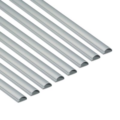 D-Line Cable Trunking Aluminium-Effect (Grey), 8-Meter Pack, Half Round Wire Covers, Self-Adhesive Cable Hider, TV Wire Hider, Cable Management - 8X 30mm (W) x 15mm (H) x 1-Meter Length (8-Meter)