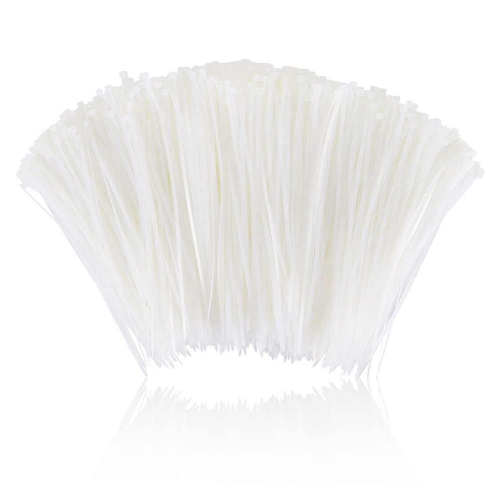 12 Inch Zip Cable Ties (1000 Pack), Self-Locking Premium Nylon Cable Wire Ties,Heavy Duty White, for Indoor and Outdoor by Boacua