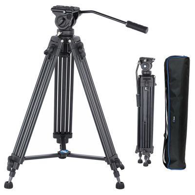 YUSEN 72" Camera Tripod Professional Video Heavy Duty Tripod Aluminium Twin Tube Stand with 360 Degree Fluid Drag Head, QR Plate Compatible with DSLR Camcorder Cameras Lodad Up to 17.6lb