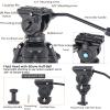 YUSEN 72" Camera Tripod Professional Video Heavy Duty Tripod Aluminium Twin Tube Stand with 360 Degree Fluid Drag Head, QR Plate Compatible with DSLR Camcorder Cameras Lodad Up to 17.6lb view 4