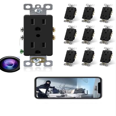 4K WiFi Wall AC Outlet Hidden Spy Camera with Motion Detection & Android and iOS APP Black