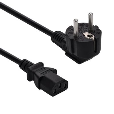 MyCableMart 6ft Computer Power Cord (Schuko CEE 7/4 to C13 Plug 18AWG, Black